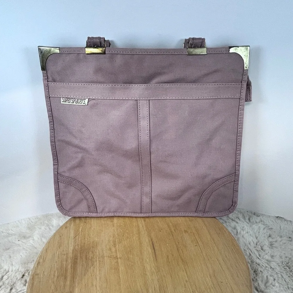 Super Spacers Tote Bag Mauve Purple Top Handle Gold Accents Travel‎ Purse